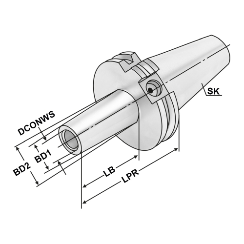 Fräsaufnahme für Einschraubfr. SK40-M12-119-L100 DIN 69871 AD/B