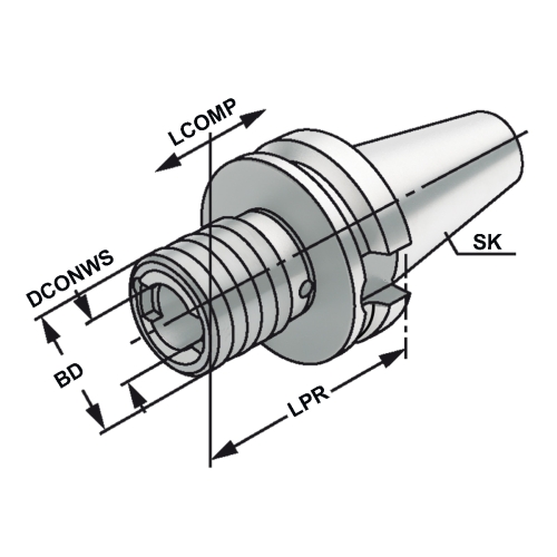 Gewindeschneidfutter BT 40 - M3-M14 - Gr.1 mit Längenausgleich auf Druck und Zug