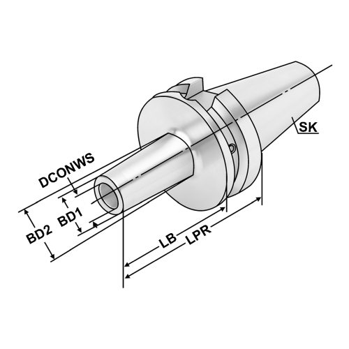 Fräsaufnahme für Einschraubfräser BT40-M6-102-L75 JIS B 6339 (MAS-BT) AD/B
