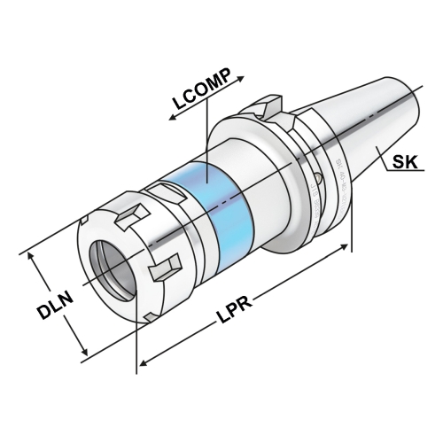 Gewindeschneidfutter für Synchronisation BT40 - M3-M33 (ER40) - 115 JIS B 6339 (MAS-BT)