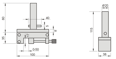 technische Zeichnung VA EDM Elektrodenhalter VH50