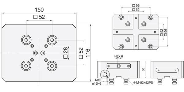 technische Zeichnung Erhöhung 52x52