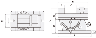 technische Zeichnung Sinus-Schraubstock UV-120