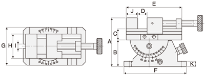 technische Zeichnung Sinus-Schraubstock UV-80