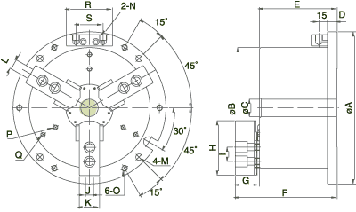 technische Zeichnung 5 Achs Spanner Chandox MO Spannstock