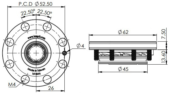 INNGRIT Spanntopf Ø 62 mm, pneumatisch, mit Indexierbohrung